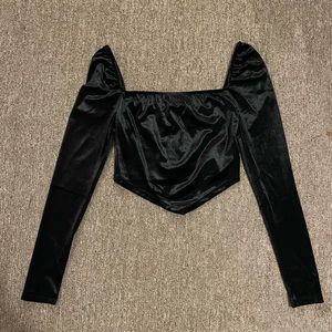 Forever 21 Small Velvet Long-Sleeve Crop Top